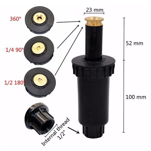 90-360 Degree Pop up Plastic Sprinklers Garden Spray Nozzle 1/2" Female Thread - Image 3